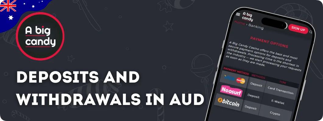 A Big Candy Casino Australia real money deposits and withdrawals