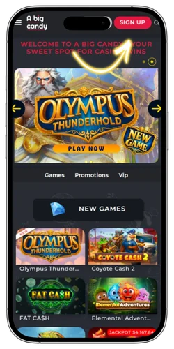 A Big Candy Casino login Australia sign up button
